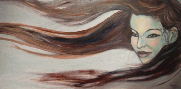 Frau im Wind